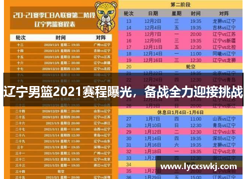 辽宁男篮2021赛程曝光，备战全力迎接挑战
